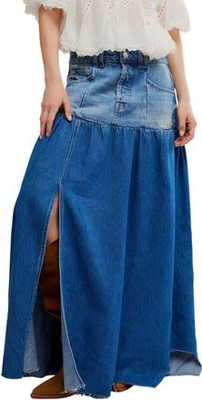 Free People Good Company Mixed Denim Maxi Skirt in Blessed at Nordstrom, Size 32