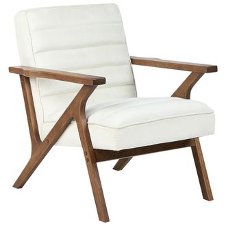 Beliani Beliani - Sill&oacute;n De Estilo Retro Fabricado En Terciopelo Con Patas De Madera En Color Blanco Crema Kisa