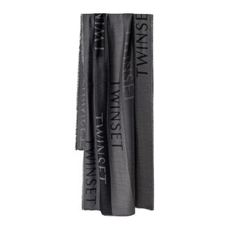 Twinset Jacquard Stola met Logo - Dames - Accessoires - Zwart - Maat: ONE Size Viscose