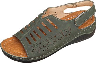 Generic Womens Open Toe Platform Sandals with Adjustable Strap and Cut Out Details Casual Walking Sandals Comfortable Wedge Heel Summer Shoes for Outdoor Vaca