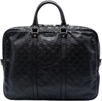 Gucci Pre-owned Vintage Business Bag - Heren - Vintage Handtas - Zwart - ONE Size - Leer - Vintage
