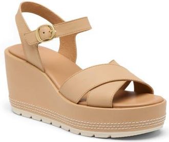 Sorel Sunpeak Ankle Strap Platform Wedge Sandal in Honest Beige Chalk at Nordstrom, Size 10.5