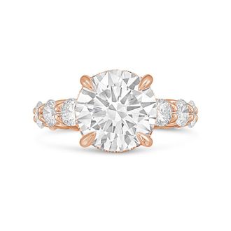 Diana M. Jewels 18kt rose gold lab grown 5ct Lab Grown Round Diamond Halo Ring with Diamond Accents