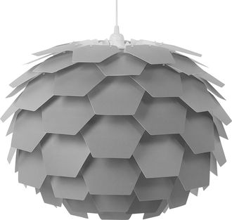 Beliani L&aacute;mpara De Techo Moderna Con Dise&ntilde;o Floral Pantalla Geom&eacute;trica Gris Grande Segre