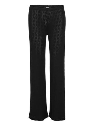 Rotate Pointelle elastic-waist trousers - women - Organic Cotton/Modal - M - Black