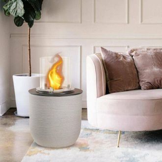 Dmora Chimenea De Bioetanol Dsgarboss, Chimenea Ecol&oacute;gica, Hogar Sin Humo, Calefactor De Etanol, Made In Italy, 35x35 H55 Cm, Gris Claro - Dmora