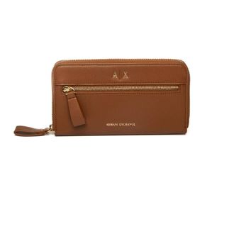 A|X Armani Exchange Logo Portemonnee met rits - Dames - Accessoires - Bruin - Maat: ONE Size Leer