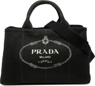 Prada Borsa a tracolla Canapa Logo in tela 2013-2025 - Nero