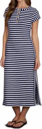 Blu Pepper Knit Midi Dress In Navy And White Stripe