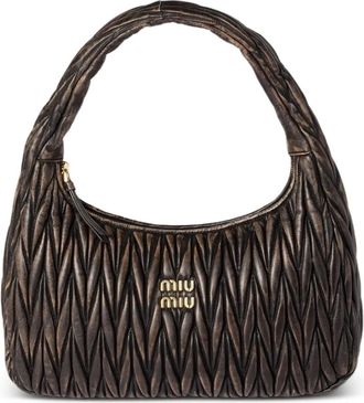 Miu Miu Borsa tote Wander matelass&eacute; in pelle - Marrone