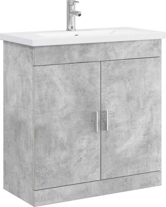 vidaXL Juego De Muebles De Ba&ntilde;o Gris Hormig&oacute;n 81 X 40 X 84,5 Cm Vidaxl