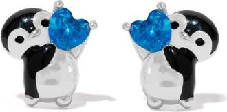 Girls Crew Penguin Heart Stud Earrings in Silver at Nordstrom