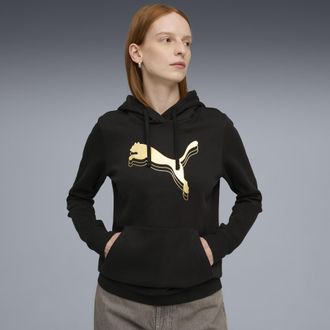 Puma Felpa con cappuccio ESS Metallizzato da donna, Abbigliamento, Nero, XL