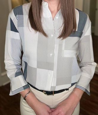 Lyss&eacute; Womens Jessica Sleeve Striped Blouse In Multicolor