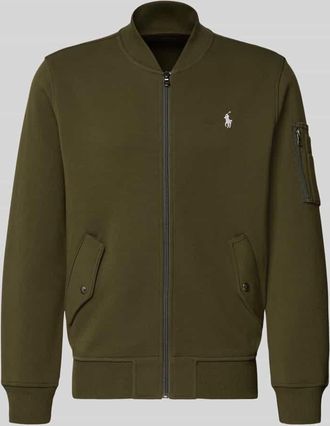 Polo Ralph Lauren Regular Fit Sweatjacke mit Logo-Stitching Modell Double in Oliv, Größe XXL