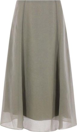 Brunello Cucinelli Light Green Solid Midi Skirt
