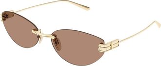 Balenciaga BB0486S Asian Fit 004 Womens Sunglasses Gold Size 61