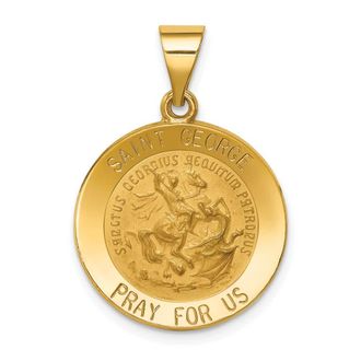 Diamond2Deal 14k Yellow Gold Polished and Satin St George Medal Hollow Pendant