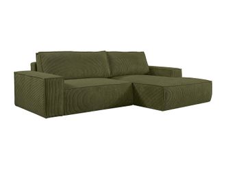 Vente-Unique Sof&aacute; cama rinconera derecha de pana - Verde caqui - AMELIA