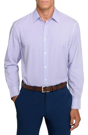 W.R.K Slim Fit Stripe Dot Performance Dress Shirt in White/Purple at Nordstrom, Size 15.5 - R