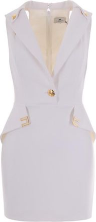 Elisabetta Franchi White Notched Lapel Mini Dress
