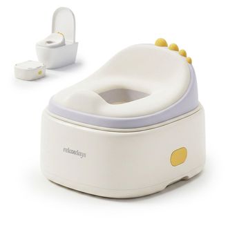 Relaxdays Relaxdays Vasino 4-in-1, Dino, Riduttore Wc Con Coperchio, Hlp: 30x36,5x33,5 Cm, Sedile E Sgabello, Da Viaggio, Crema