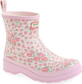 Hunter x LoveShackFancy Play Short Rain Boot in Rose Heart at Nordstrom, Size 7