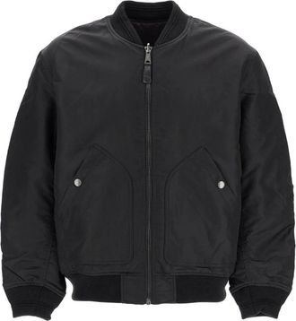 Diesel Zwarte Nylon Bomberjack met Rits - Heren - Bomber jackets - Zwart - M - Nylon - Jassen