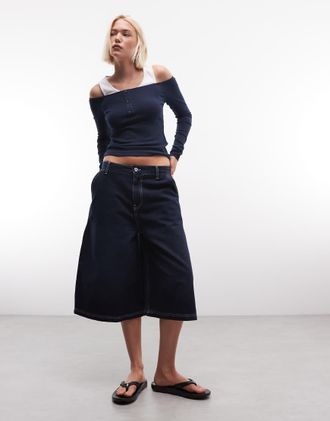 Collusion Jorts taglio lungo lavaggio rinse wash-Blu navy