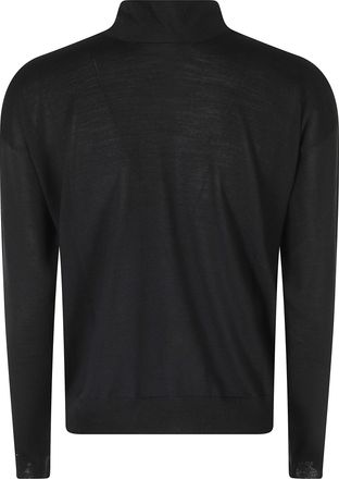 Roberto Collina Long-Sleeved Knit Top with V-Neckline and Scarf Detail