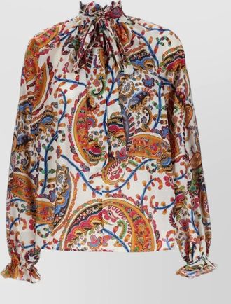 Etro paisley-print tie-neck silk blend blouse