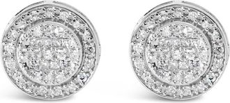 House of Brilliance 925 Sterling Silver 3/4 Cttw Diamond Composite and Halo Stud Earrings (H-I Color, SI1-SI2 Clarity)