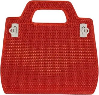 Ferragamo Flame Red Wanda Mini Bag With Crystals