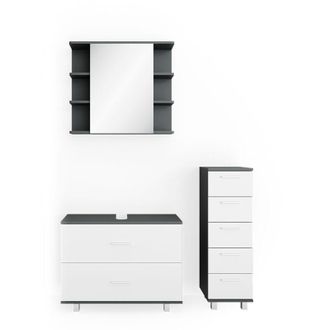Vicco Conjunto De Muebles De Ba&ntilde;o Ilias, Blanco/antracita, 3 Piezas