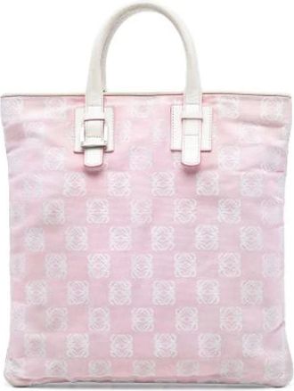 Loewe Pre-owned Tote Bags, female, Pink, Size: ONE SIZE Pre-owned Canvas Tote Bag