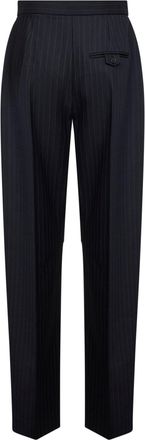 Khaite Womens Navy Blue Pinstriped Stretch Wool Trousers Virgin