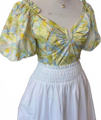 Skies Are Blue Clothing Womens Lemon Drop V-Neck Top In Multi