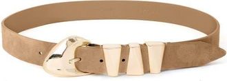 Ettika Modern Western Leather Belt in Shiitake And Gold at Nordstrom, Size X-Small