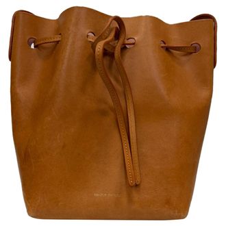 Mansur Gavriel Mini Bucket Bag in Brown Leather