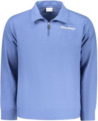 Superga Katoenen sweatshirt met ronde hals en ribgebreide boorden - Heren - Sweatshirts - Blauw - L - Katoen - Hoodies & sweatvesten