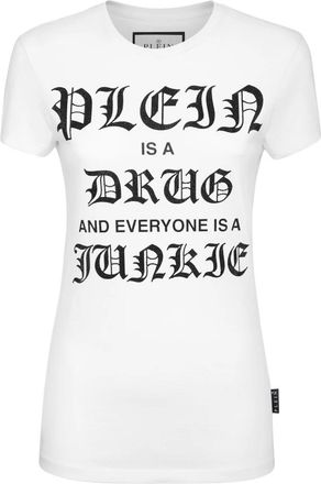 Philipp Plein T-Shirt Slim Fit - Dames - T-shirts - Wit - L - Katoen - Tops