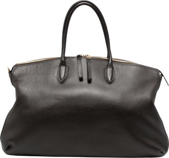 Borsalino Dark Brown Drummed Calf Leather Weekend Bag