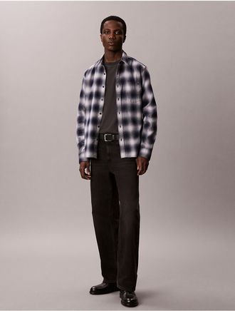 Calvin Klein Jeans Calvin Klein Mens Plaid Flannel Classic Shirt - Blue - 2XL