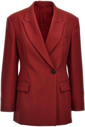 Brunello Cucinelli Red Tailored Single-Button Blazer, Brand Size 46 (US Size 12)