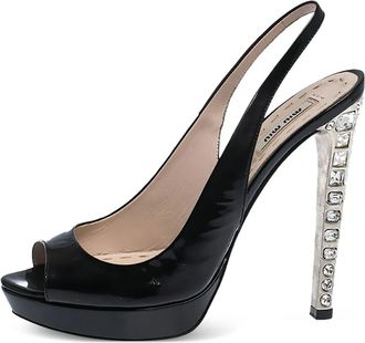 Miu Miu Sandali in pelle con strass 130mm - Nero