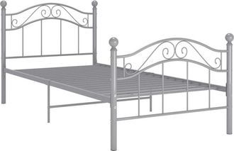vidaXL Bed Frame without Mattress Grey Metal 90x200 cm Vidaxl