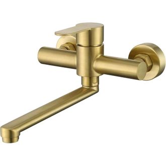 OEM Grifo De Cocina Mural Giratorio 360&deg;, Acero Inoxidable 304, Monomando Para Fregadero, Chapado En Oro -crezuo