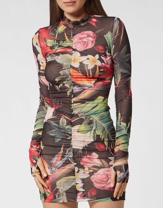 Philipp Plein Korte Jurk Flowers