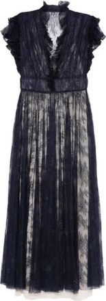 Alberta Ferretti Polyamide Lace Dress - Dames - Maxi kleedjes - Zwart - M - Kleedjes