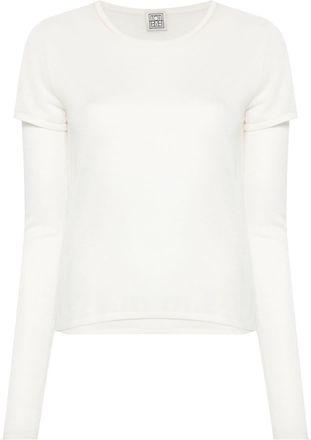 Toteme layered fine-knit jumper - women - Lyocell/Cashmere/Polyamide - L - Neutrals